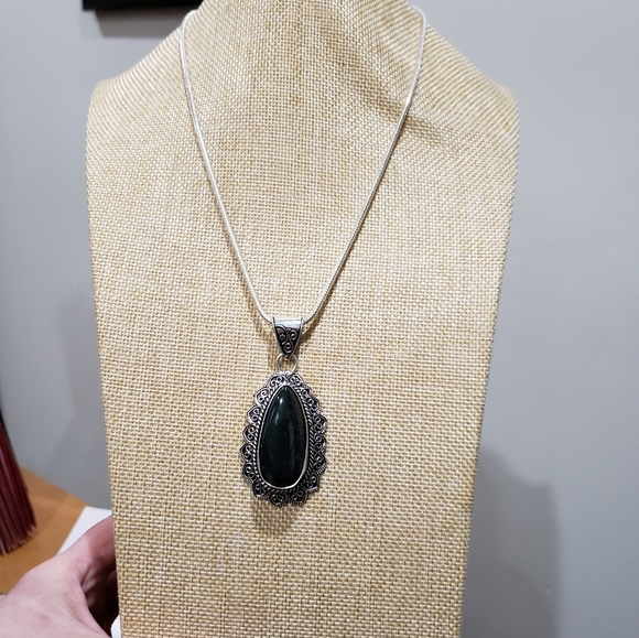 Bloodstone gemstone, 925 silver necklace - Picture 4 of 12